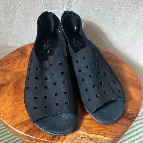 Sesto Meucci Evonne Black Nubuck Shoe Leather Open Toe Slip On Size 12 - Picture 2 of 12